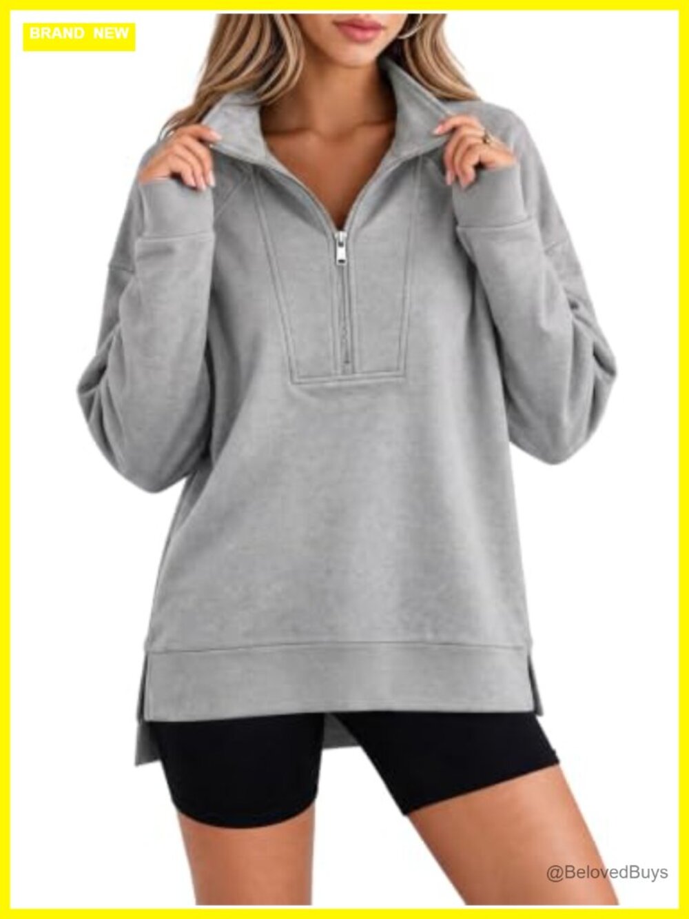 Half Zip Sweatshirt Oversized Workout Pullover Hoodie